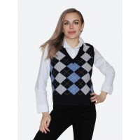 Черная безрукавка<br/><span class='tw-product-name2'>с ромбовидным орнаментом</span>