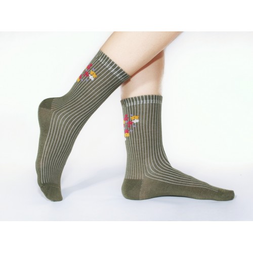 Носки цвета хаки<br/><span class='tw-product-name2'>с цветочным узором</span> test alt 4