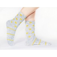 Серые носки из бамбука<br/><span class='tw-product-name2'>в желтый горошек и полоски</span>
